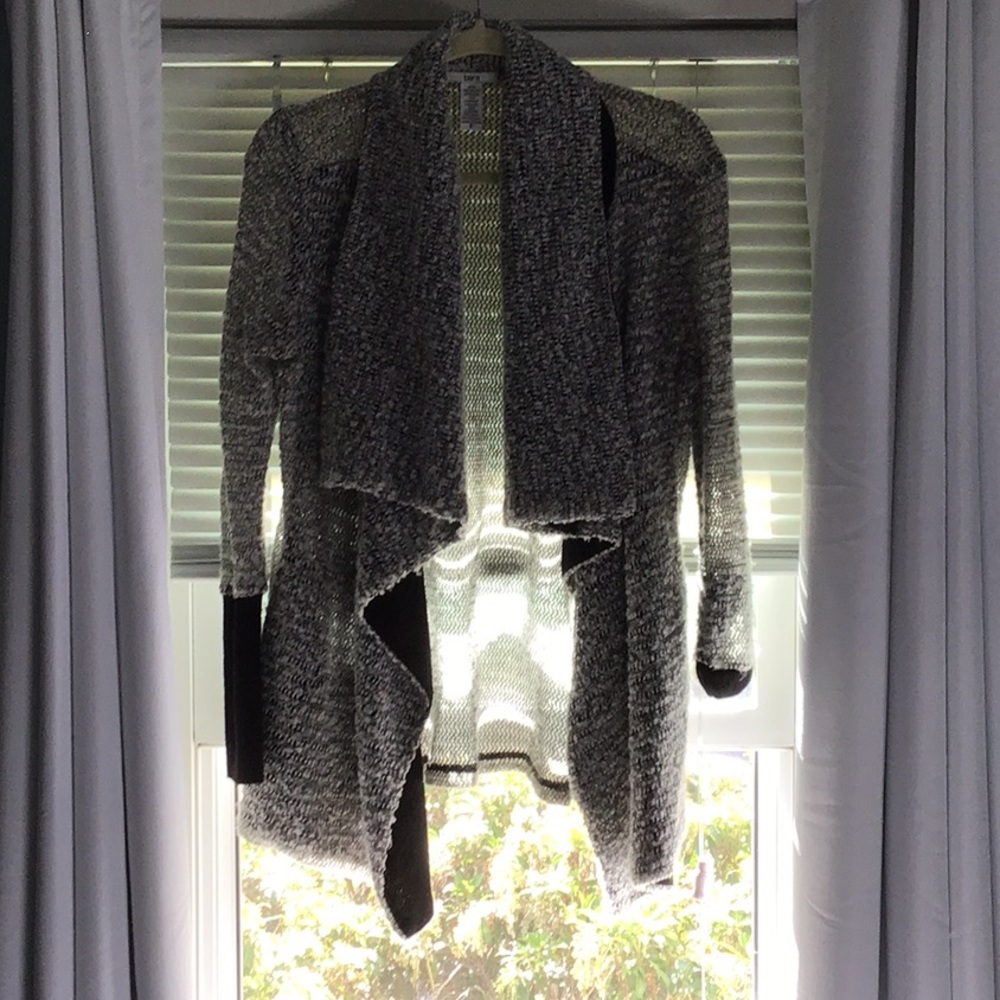 Bar III Black and White Wool Cardigan